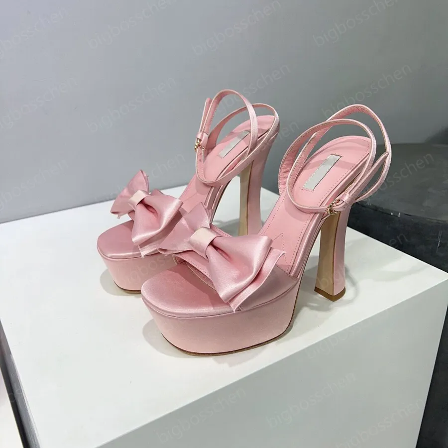 Diseñador de mujer zapatos formales sandalias zapatos de vestir de moda de lujo satén cabeza cuadrada plataforma impermeable arco tacón ultra alto cóctel cena zapatos de boda 35-41