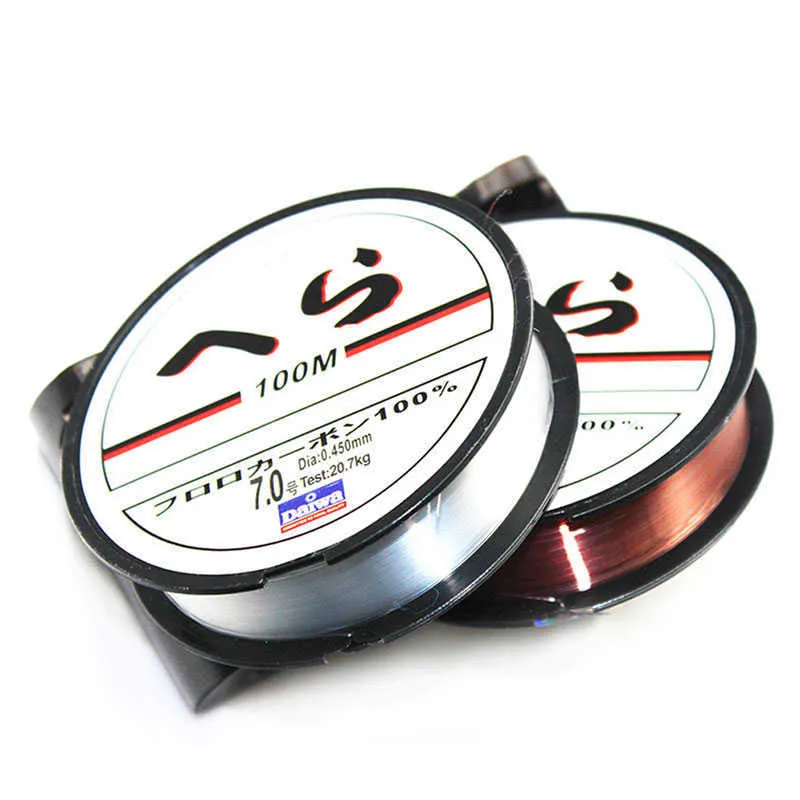 Accesorios de pesca Fluorocarbon Clear 3.5LB-40.5LB Fibra de carbono Líder Línea de pesca con mosca Super Strong Línea de pesca Monofilamento 100m P230325