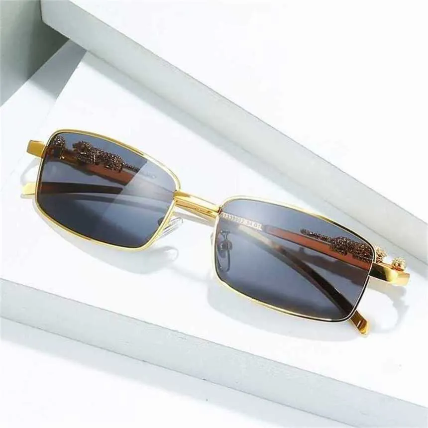 Lunettes de soleil de luxe de styliste, 20% de réduction, carte tendance, monture complète en métal, boîte à tête léopard, lunettes optiques fémininesKajia