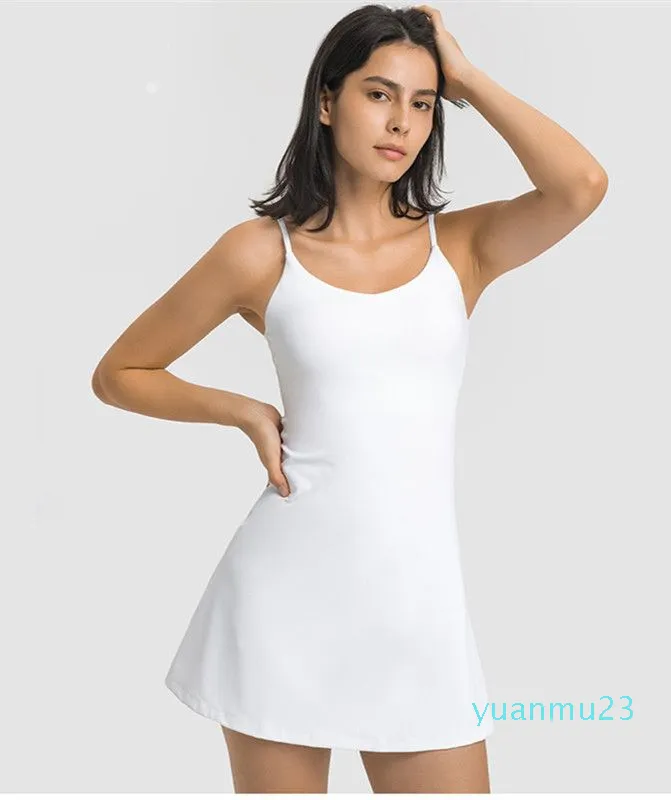 LU LU LEMONS Traje de Yoga para Mujer LL Align Ejercicio Almohadilla para el Pecho Vestidos Interiores Golf Gimnasio Slip Fiess Vestido de Tenis para Mujer