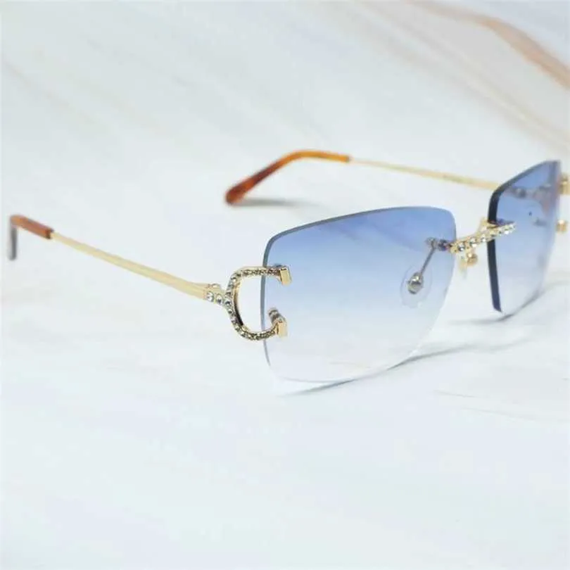 10% zniżki na luksusowy projektant Nowe okulary przeciwsłoneczne dla mężczyzn i damskich 20% zniżki mężczyzn bez krawędzi kobiety Diamond lodowane szklanki dhinstones mody okulary okulary