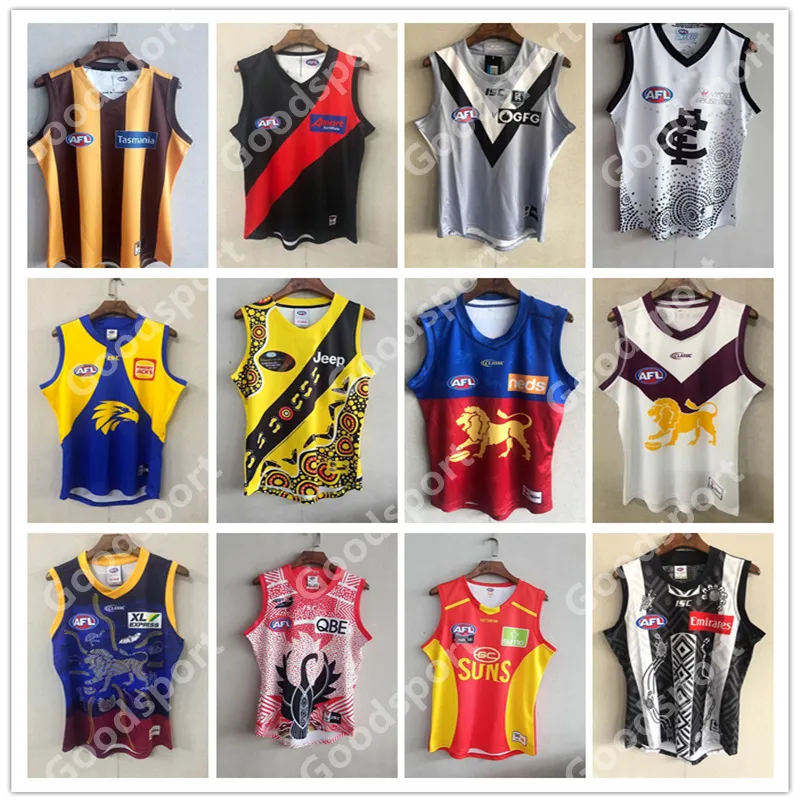 2021 AFL West Coast Eagles geelong cats rugby jerseys Essendon Bombers Melbourne Blues Adelaide Crows St Kilda Saints GWS Giants GUERNSEY TOP