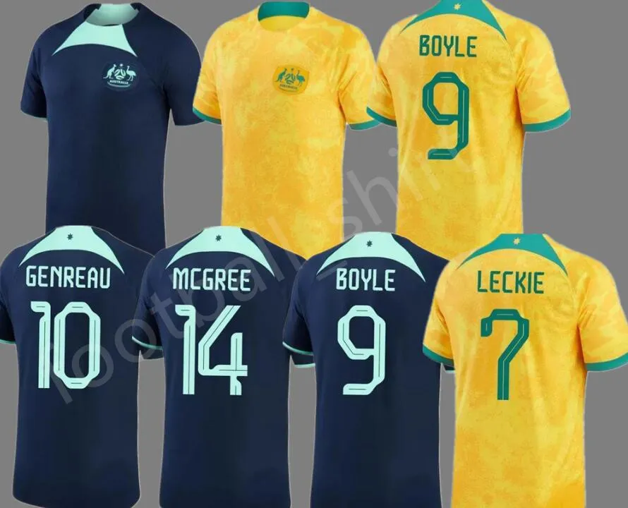 Australien 2022 2023 Soccer Jerseys Home Away Leckie Laren Hrustic Irvine Mabil McGree 22 23 Football Shirt Mooy Behich Degenek Men