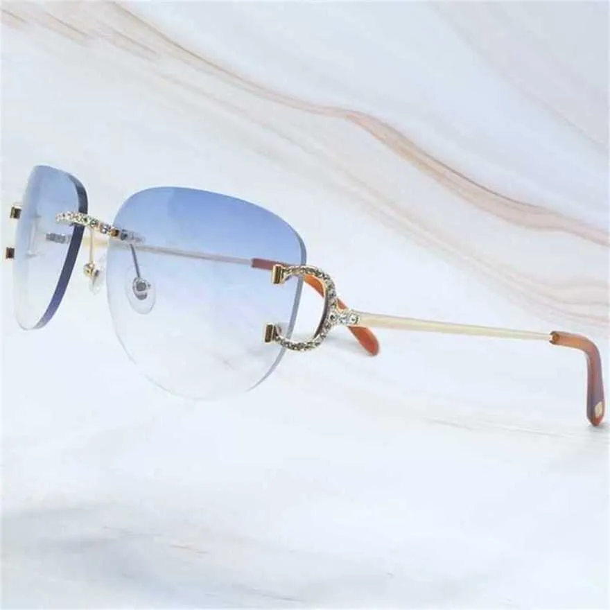 Projektanci Męskie i damskie okulary przeciwsłoneczne na plaży 20% zniżki na kryształkę mężczyzn bez obręczy Ploit Big Carters Hiphop Shades Summer Drut Kieliszki Lentes de Solkajia