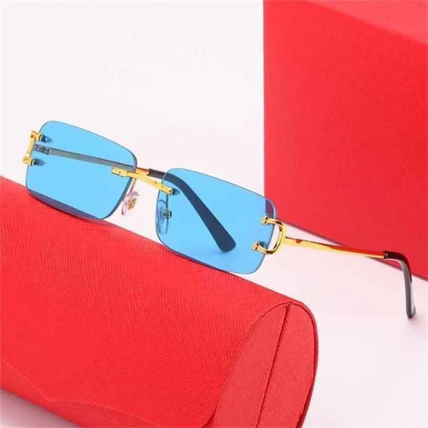 Luxury Designer High Quality Sunglasses 20% Off square frameless trend physical shooting frame fashion sunglassesKajia