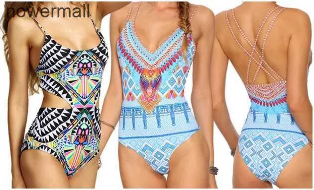 Sexy Women Aztec One Piece Swimsuit Totem Pattern Backless Bikini Triangle Push Up Print Swimwear Bathing Suit Free Shipping