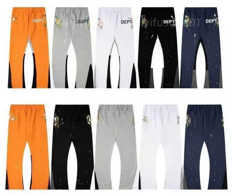 Outono inverno respingo tinta retalhos calças calças bell-bottoms sweatpants masculino feminino jogger magro ajuste