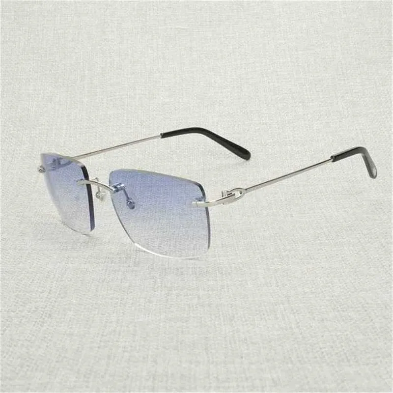 Lunettes de soleil de luxe de nouveaux hommes et femmes 20% de réduction Vintage sans monture hommes femmes monture en métal lunettes de vue carrées nuances Oculos Gafas pour accessoires de club en plein air 011B