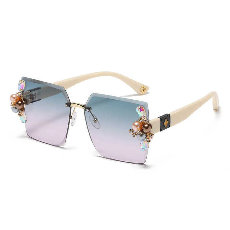 Designer-Strandpaar-Sonnenbrille für Herren und Damen 20 % Rabatt Perle Sonnenschutz schlichtes Gesicht dünner unregelmäßiger Rahmen hohe Sinneseindrücke