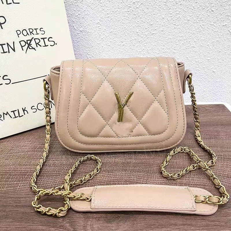 Lyx tygpåsar designer väska kvinnor axelväska mode khaki kedja kors body handbag y bokstav klaff väskor handväska kvinnor messenger klaff väskor crossbody koppling plånböcker