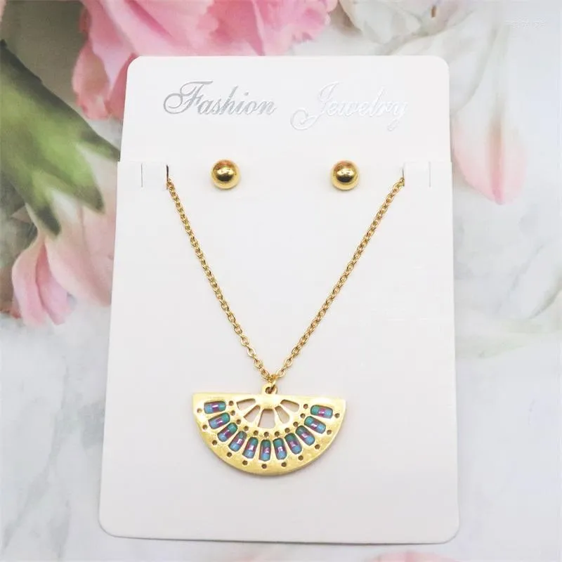 Ketting oorbellen set zhongvi roestvrijstalen oorbel sets sterbladeren voor vrouwen nooit vervaagde kleur sieraden choker