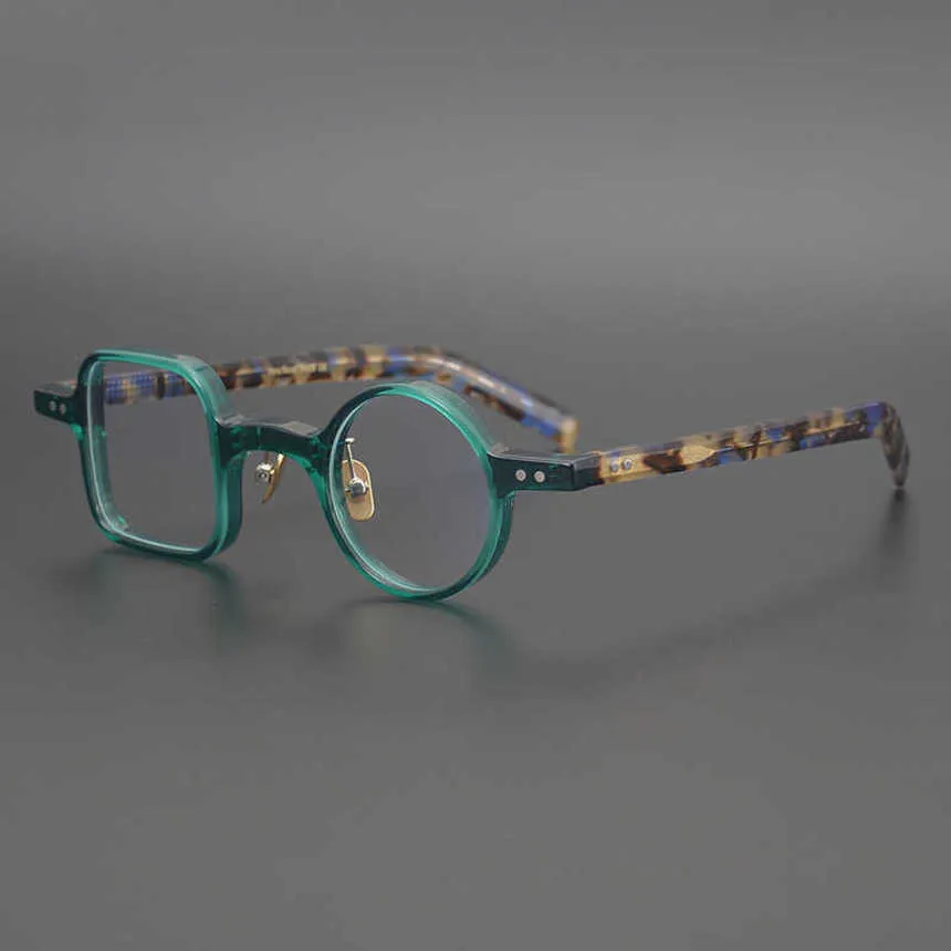 Luxury Designer Fashion Sunglasses 20% Off Japanese square round personalized plate myopia handmade art glasses frame for men women