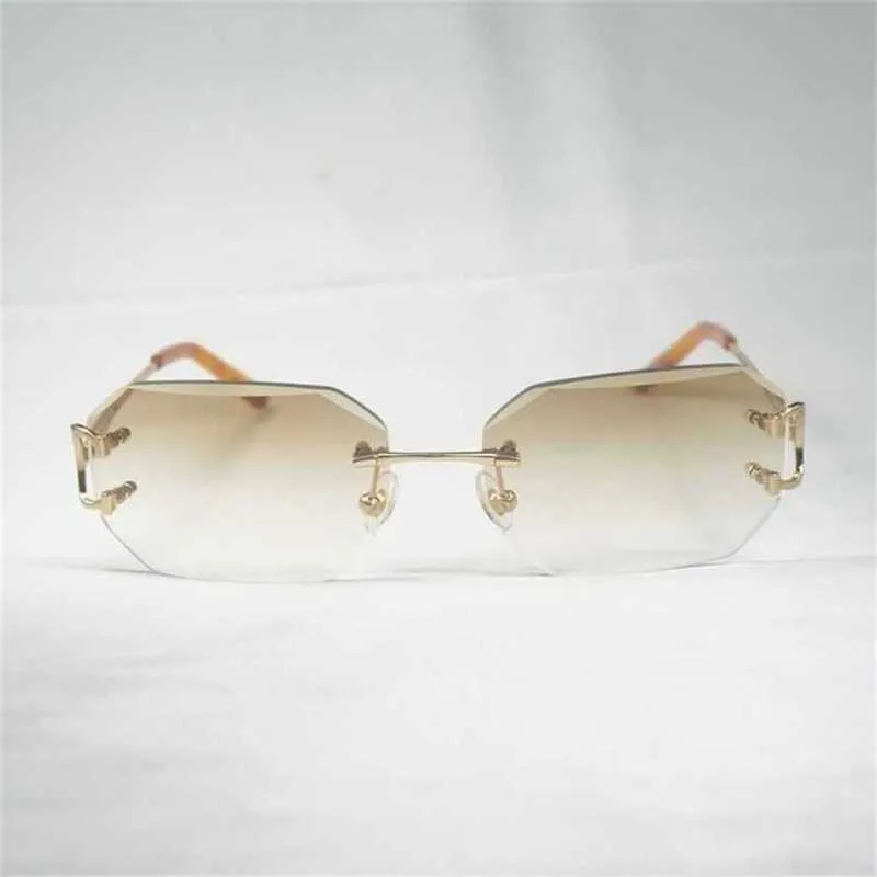 Luksusowe projektant Nowe okulary przeciwsłoneczne mężczyzn i kobiet 20% zniżki na vintage drut bez krawędzi mężczyzn Kobiety na letnie diament Cutowanie przezroczyste okulary metalowe rama Oculos Gafaskajia