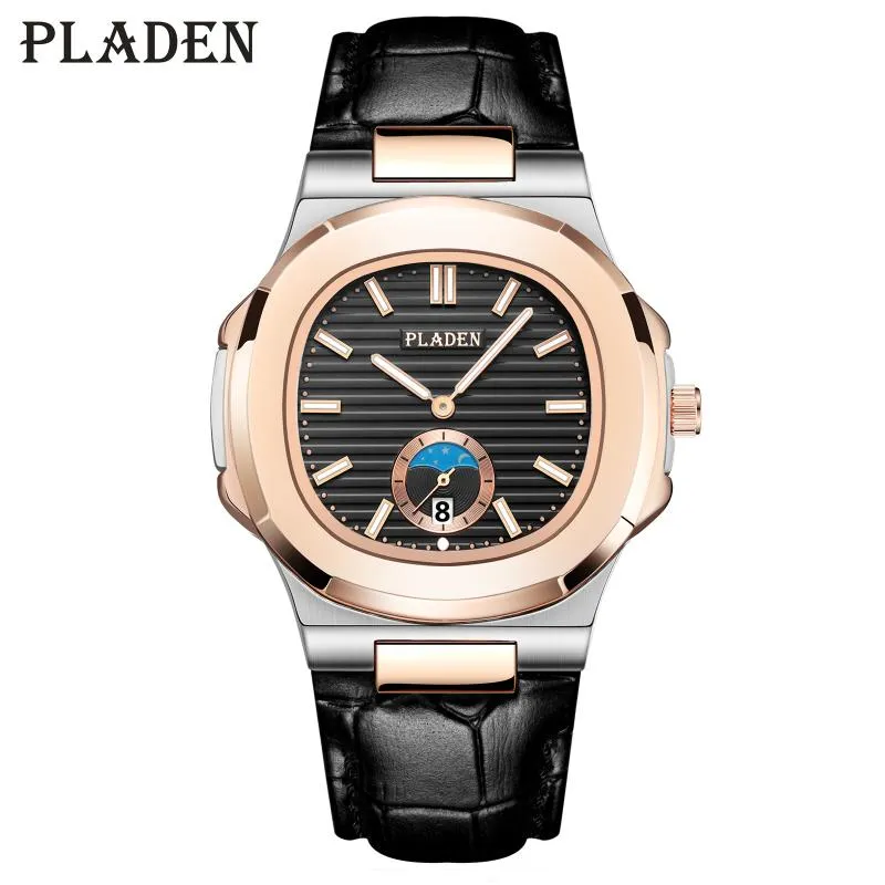Zegarki na rękę męskie zegarki biznesowe luksus kwarcowy zegarek nurka na rękę fazę księżyca hombre renogio masculino na prezenty