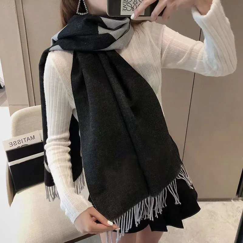 Echarpe Silk Designer Cashmere Scarf Winter Poncho Shawl Cashmere C Scarf for Women Fashion Pashm