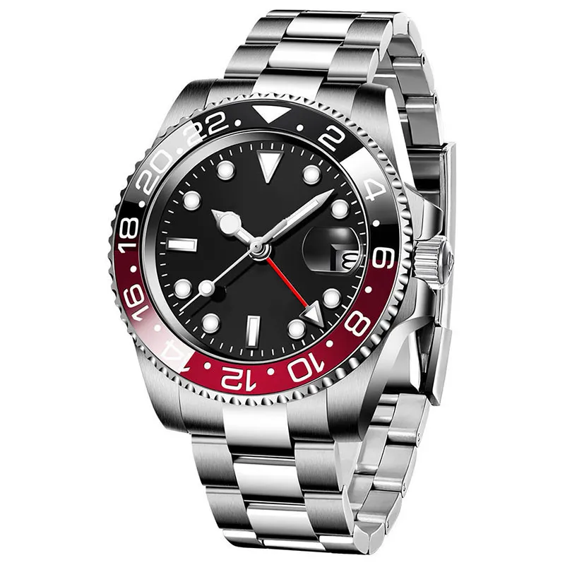 Fashion Ceramic Men's Watches Luxury Automatic Mechanical 40mm rostfritt stål vikta spännband Sapphire Glass Ceramic Coke Bezel Calender Montre de Luxe Watch