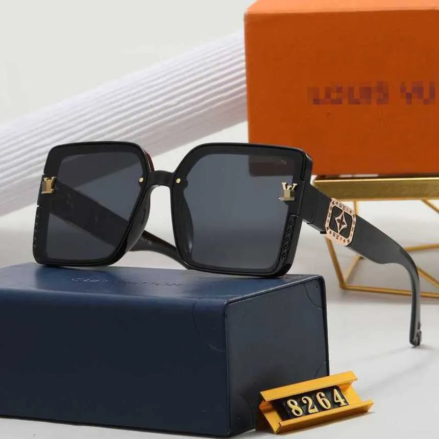 Luxus-Designer-Mode-Sonnenbrille 20 % Rabatt auf quadratischen Sonnenschirm mit großem Rahmen und rotem Flutmarken-Anti-Ultraviolett-Gürtel