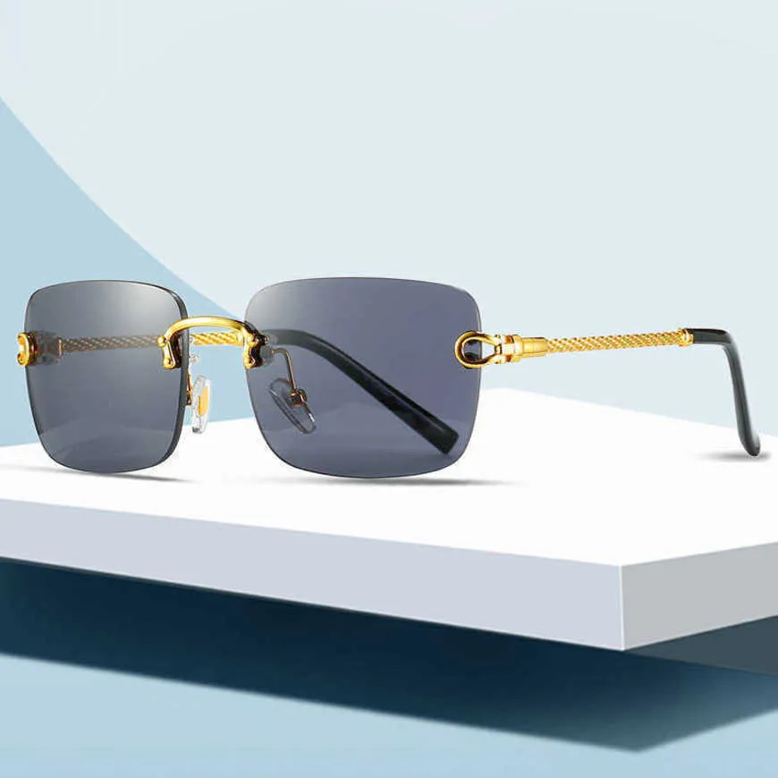 Lyxdesigner högkvalitativa solglasögon 20% rabatt på ramlöst Twist Metal Leg Fashion Personlig optisk ram
