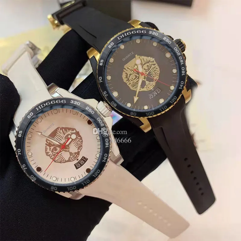 Montre de luxe 40 ミリメートルメンズ腕時計ラバーストラップクォーツムーブメントカレンダー折りたたみクラスプ男性レディース腕時計猫の顔時計