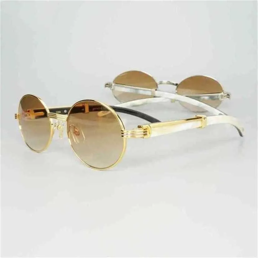 30% korting op luxe ontwerper Nieuwe heren- en dames zonnebril 20% korting op de all-match trendy unieke witte hoorn vintage zonnebrilveren vizier glas rood gafas de sol voor deco