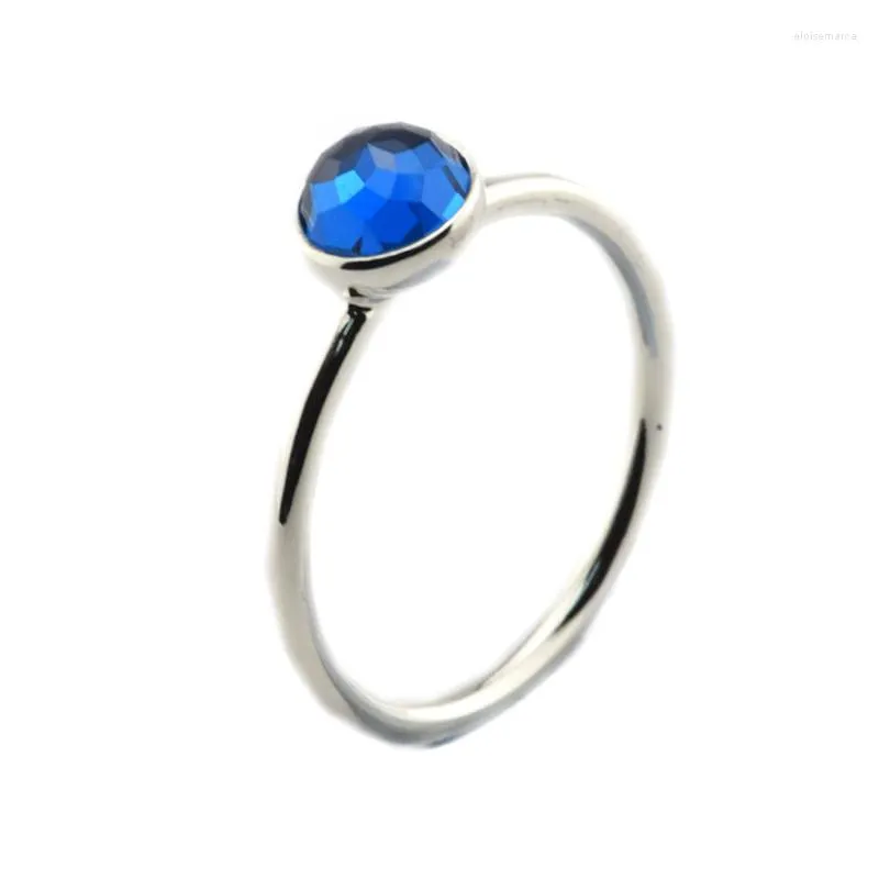 Bagues de cluster décembre bague gouttelette avec cristal bleu de londres 925 bijoux en argent sterling pour femmes Anillos Mujer Bague Femme