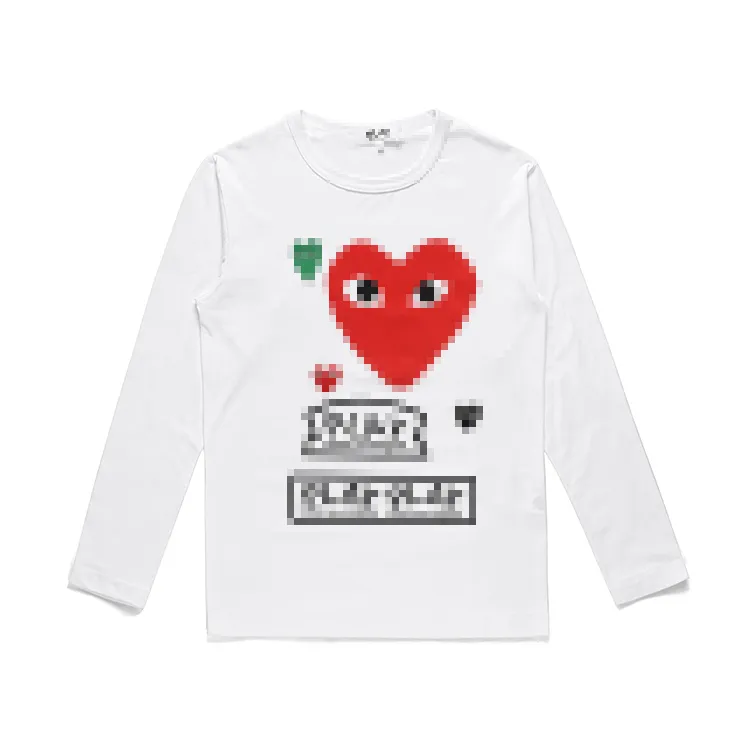 Designer TEE T-shirts pour hommes CDG Com des Garcons Play Manches longues Big Red Heart T-Shirt Blanc Unisexe Streetwear Taille XL