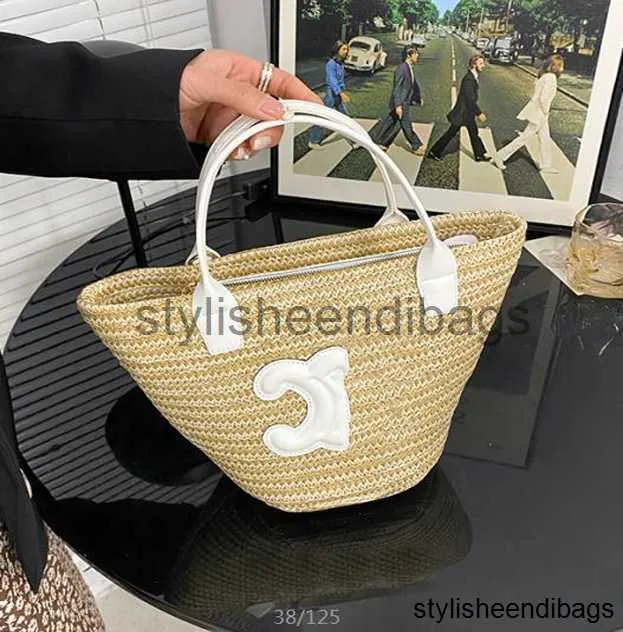 Top Quality Women's Fashion Woven Vegetable Basket Bag Arc De Fashion Straw Bucket Bag Luxury Fashion Handbag Shoulder Bag Messenger Bags 0326/23