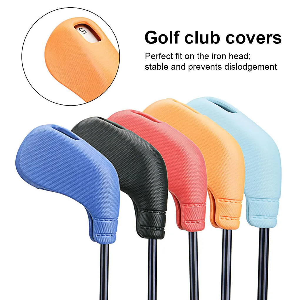 Other Golf Products 9 Pieces Golf Club Cover TPE Iron Headcover Set Portable Drivers Protector Outdoor Sports Guard Sleeve Accessories Black 230325