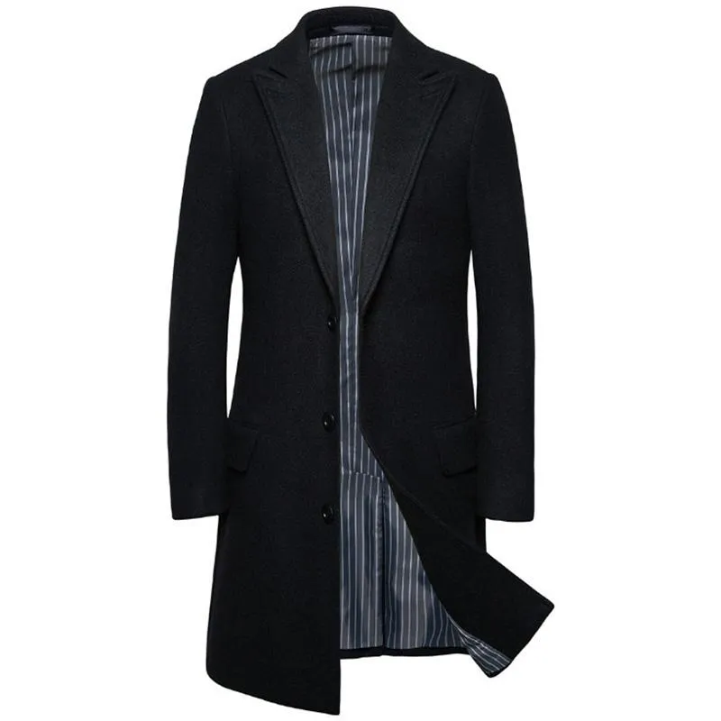 Menina de lã masculina Jaqueta de inverno Homem Business Casual Trench Coat Boutique Boutique Male Slim Fit sobretudo M-5xl