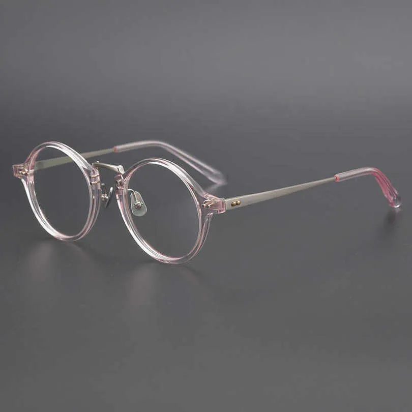 Luxe designer Dames Zonnebril voor heren Japanse spraakmakende keuzestijl Handmatig klein ronde oog pure titanium temperamentglazen frame mode