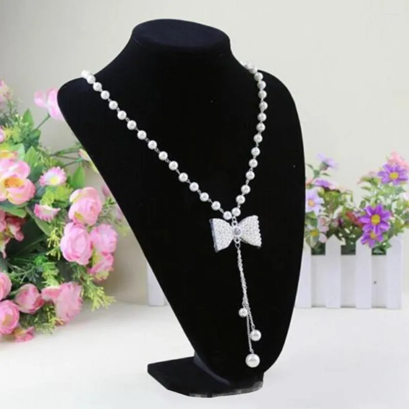 Jewelry Pouches Perfect Black Mannequin Necklace Velvet Fabric Pendant Display Stand Holder Decorate For Ornament
