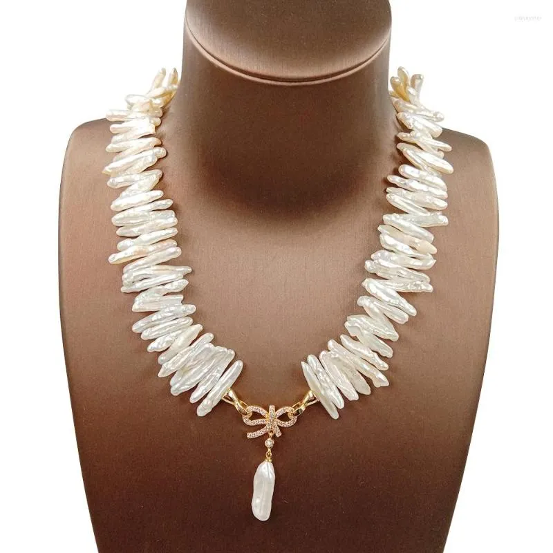 Choker Drop 43 cm Biwa Pearl Chocker Necklace Nature Freshwater Necklace-Biwa Baroque