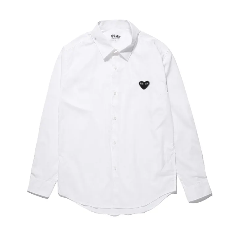 Designer Men's Casual Shirts CDG Com des Garcons PLAY Long Sleeve Black Heart Shirts Size XL Brand White