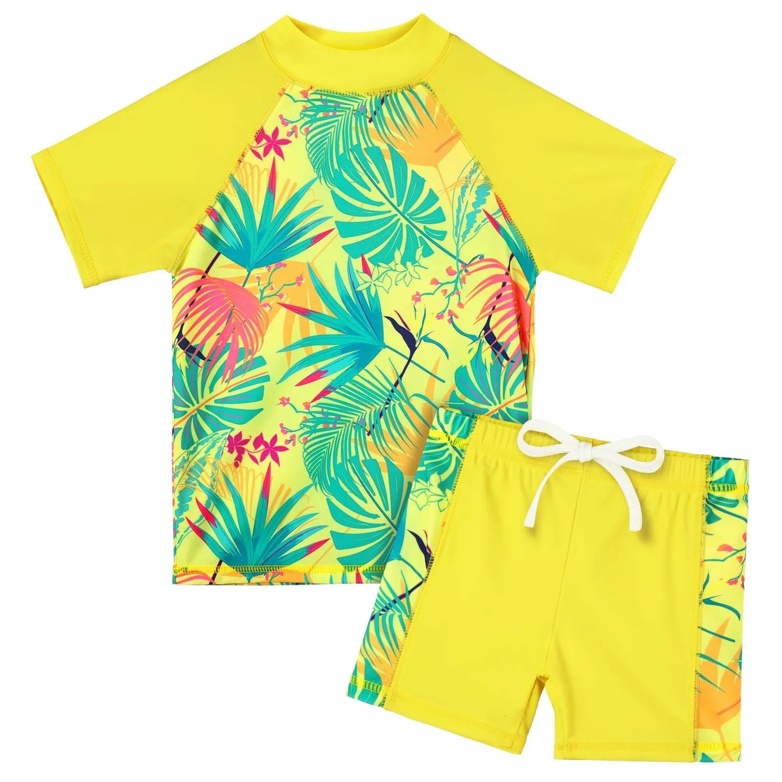 السباحة ارتداء Baohulu Kids Swimsuit UPF 50 UV Sun Sun Grash Guard اثنين