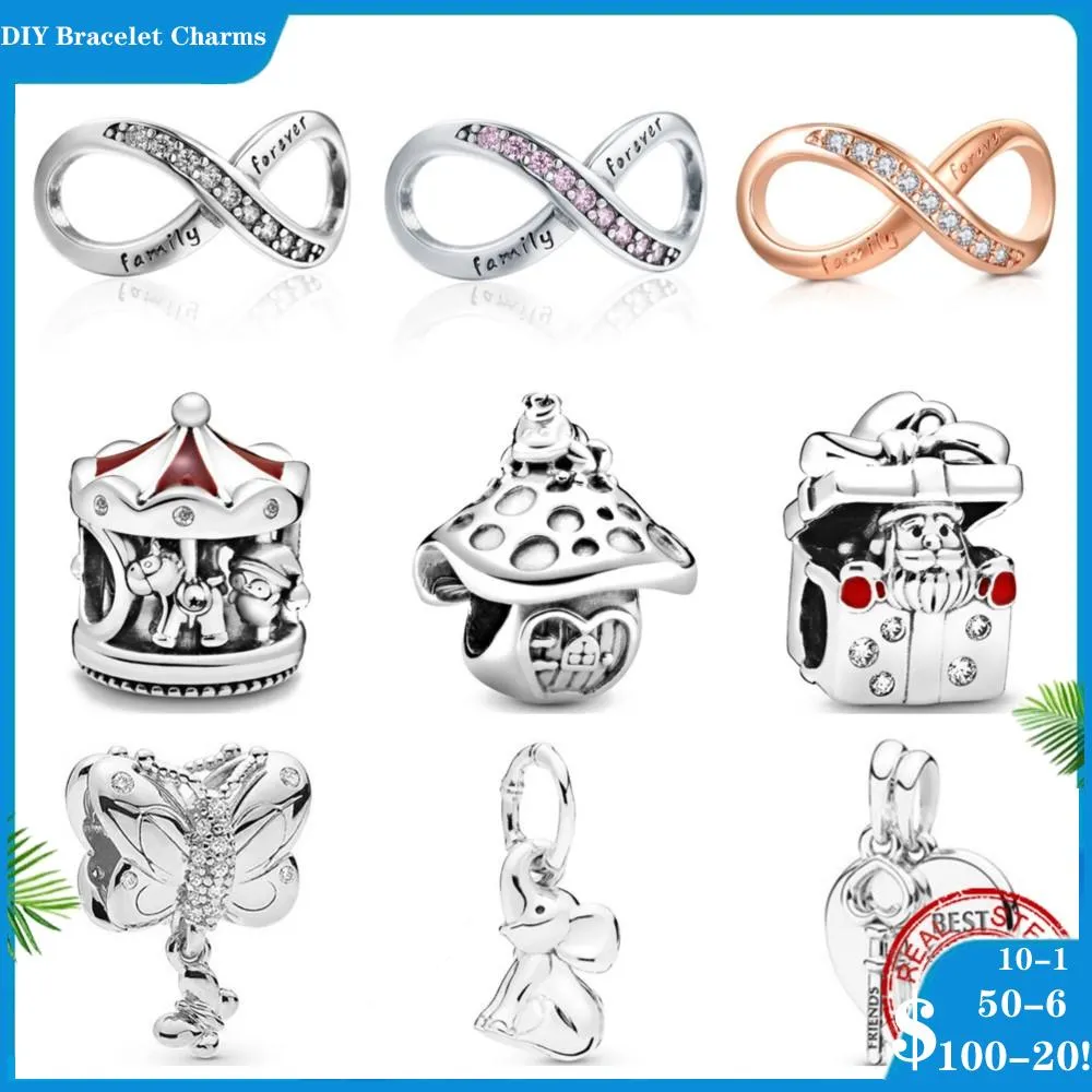 925 dijes de cuentas de plata para pulseras de dijes pandora diseñador para mujeres 2023 New Fine Real Silver Box Carousel