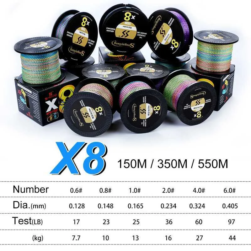 Fishing Accessories Sougayilang X8 Speckled Braided Fishing Line 150M 17  97LB Multifilament Fishing Line Super Strong PE Invisible Fishing Line  P230325 From Mengyang10, $16.01