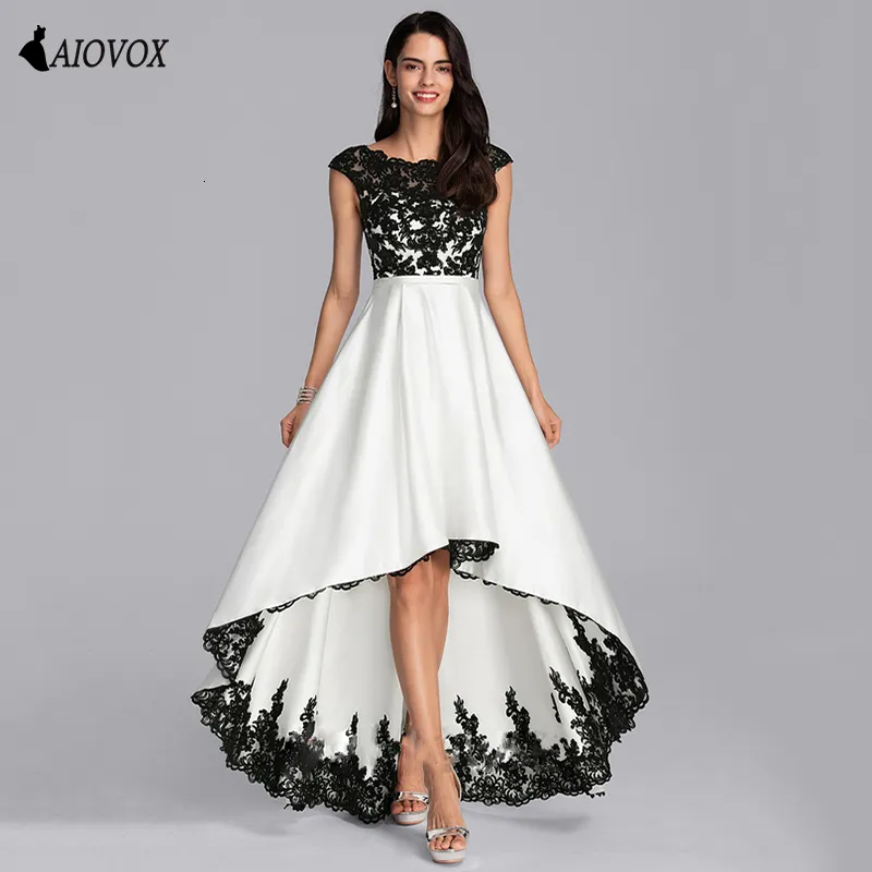 Party Dresses Sexy Women's Hi_Lo Prom Dresses with Black Lace Custom Made Lady Long Homecoming Party Evening Pageant Dance Ball Gowns for Teen 230325