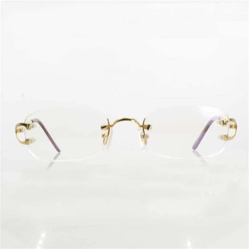 Men's Luxury Designer Women's Sunglasses Vintage Eye Women Metal Clear Rimless Optical Glasses Frame Womens Eyeglasses Brand Men AccessoriesKajia