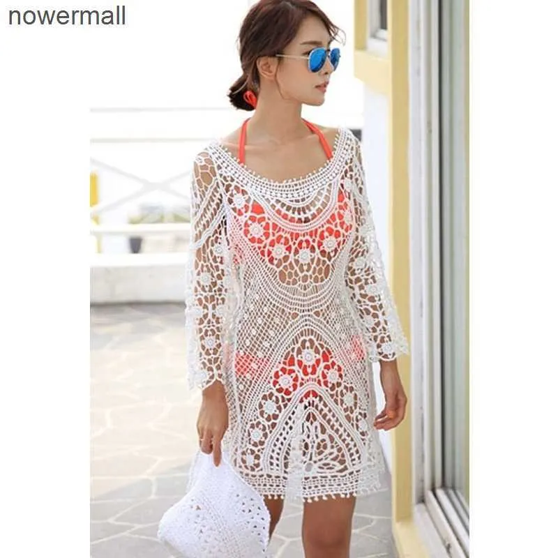 Bohemian Crochet Beachwear Cover Up White Bikini Crochet Swimsuit
