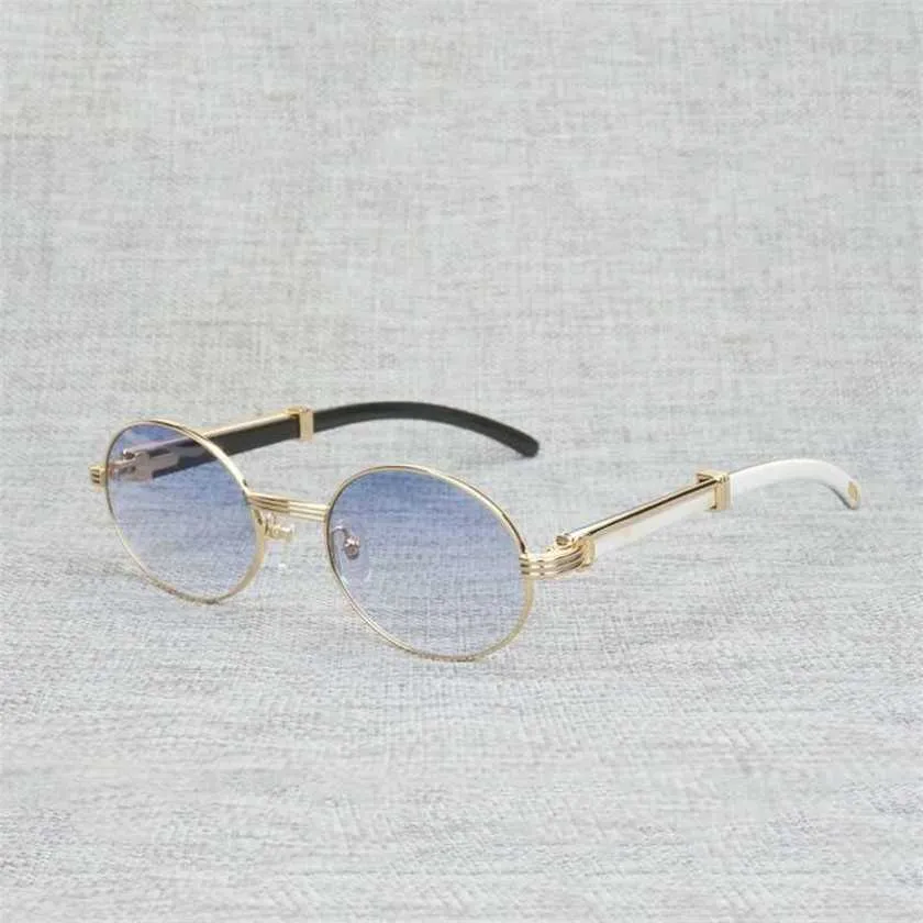 Fashion men's outdoor sunglasses Vintage White Black Buffalo Horn Men Round Natura Wood Eyewear for Woemn Outdoor Clear Glasses Frame Oculos Shades