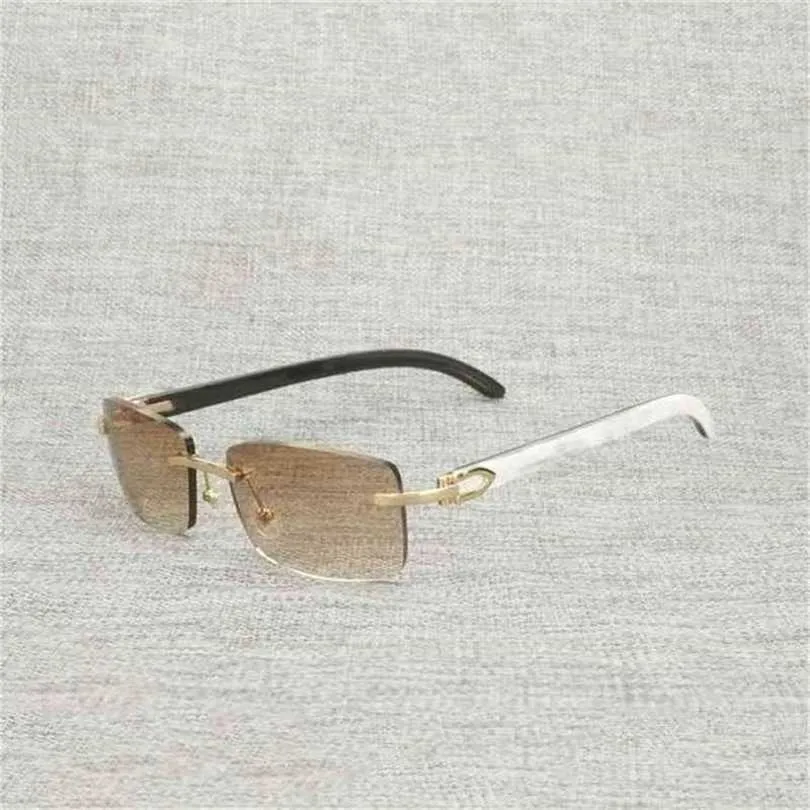 Lunettes de soleil de créateur de luxe pour hommes pour femmes Vintage noir blanc corne de buffle sans monture hommes bois naturel cadre carré femmes nuances en bois Oculos lunettes