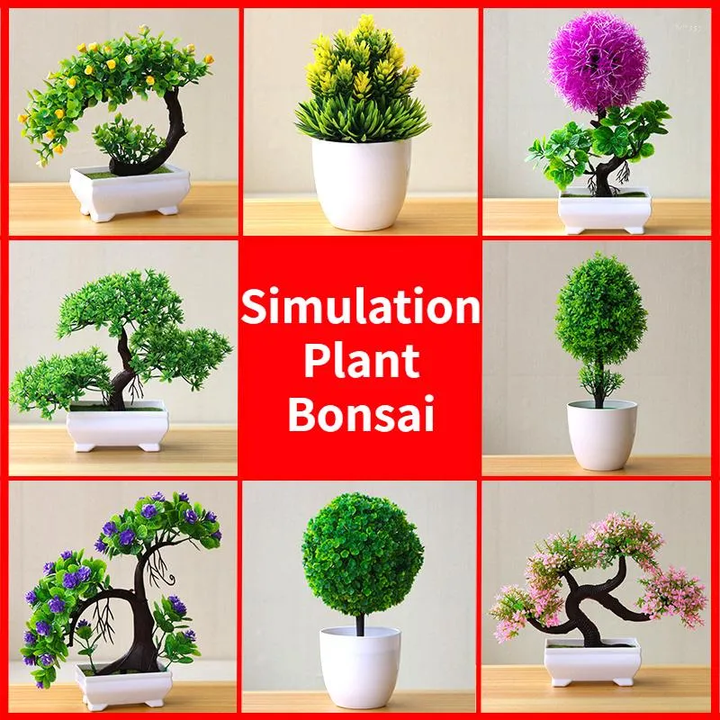 Decorative Flowers Simulated Plant Pot Grass Ball Bonsai Tree Home Living Room Garden Decoration Desktop Ornament Accessories Floral Design