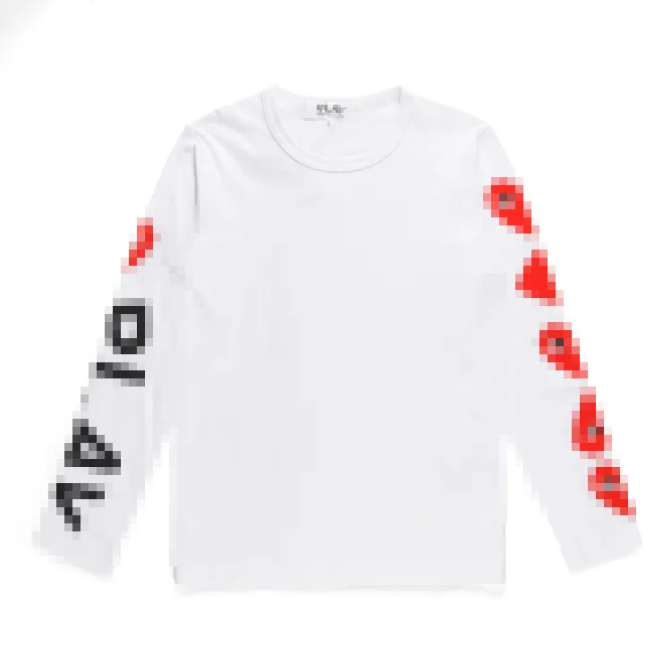 Designer tee mäns t-shirts cdg arm com des Garcons spelar långärmad stor rött hjärta t-shirt vit unisex streetwear märke xl