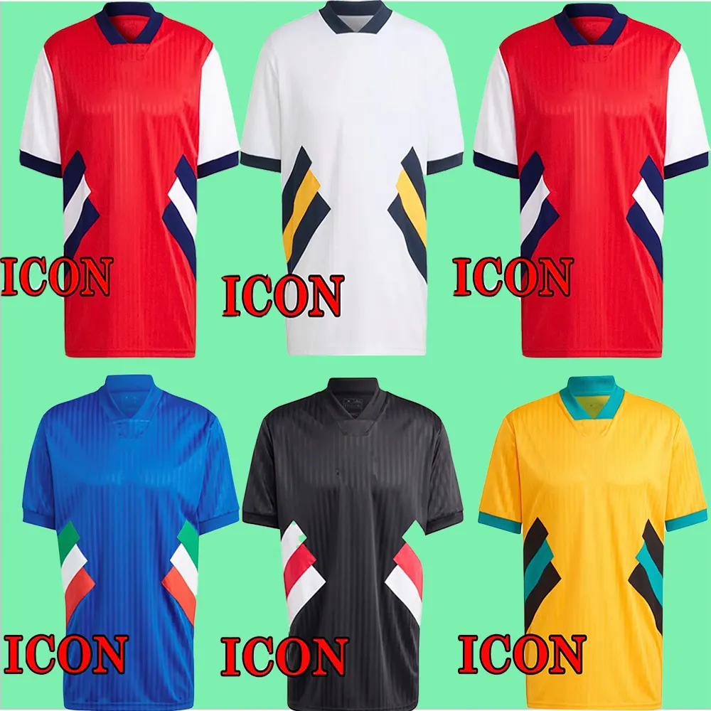 Nya fotbollssatser 23 24 Icon Retro Soccer Jersey Saka G.Jesus Musiala Sane Real Madrids Benzema Modric Manchesters Rashford Antony Vlahovic Chiesa Italy