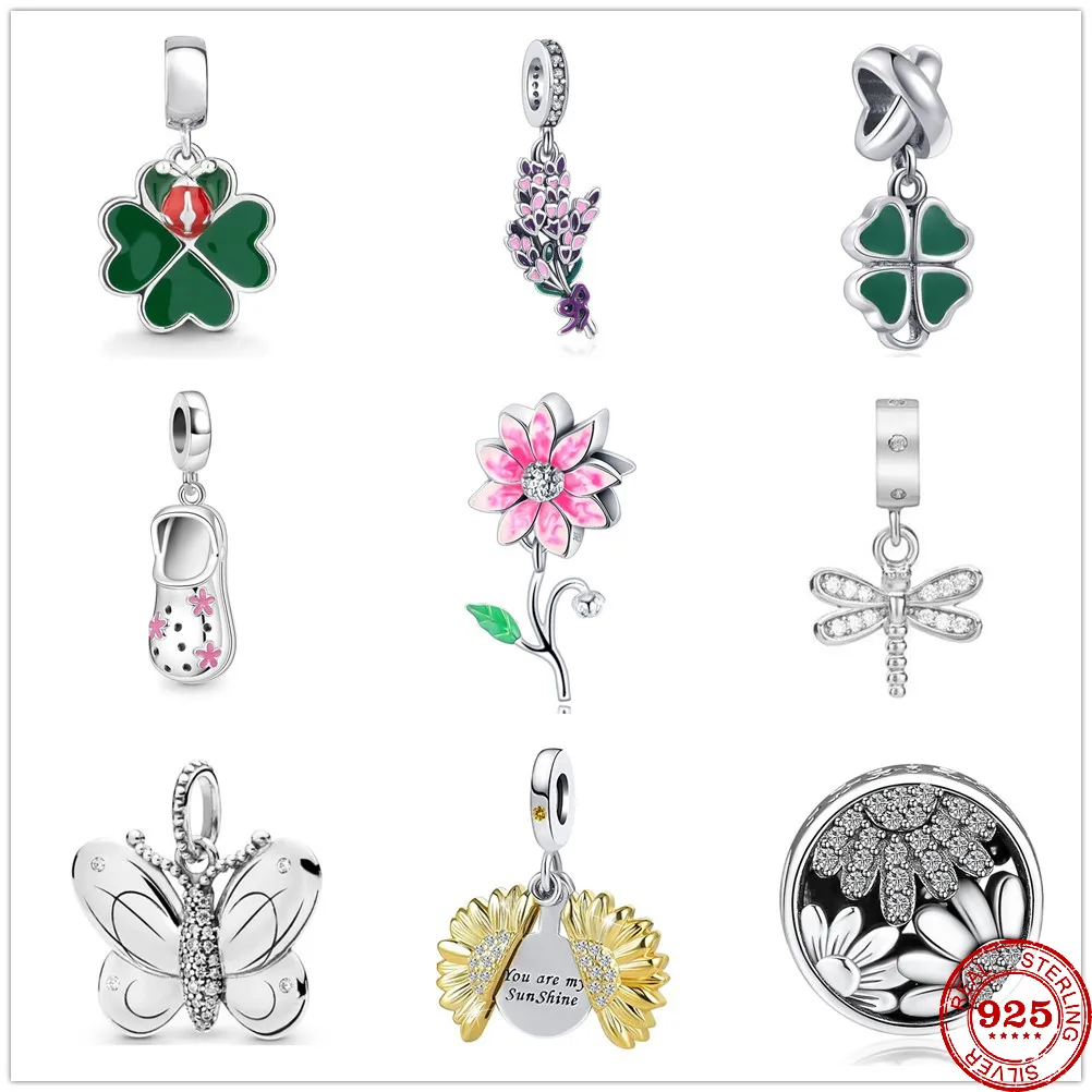 925 Siver Boncuklar Pandora Charm Bilezikler İçin Takılar Kadınlar için Tasarımcı Parlak Yusufçuk Blooming