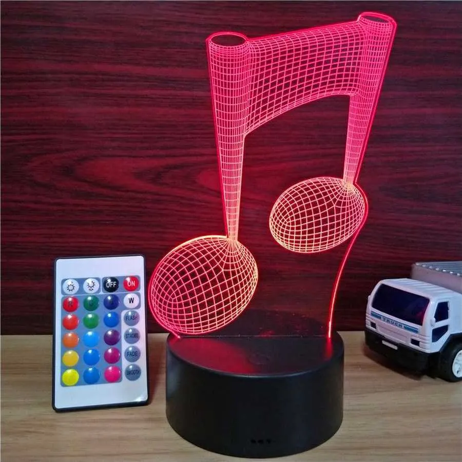 Night Lights NEW Music Note 3D Decoration Bedside Sleeping Nightlight Touch Colorful USB LED Creative Motion Table Night Light for Child Gift P230325