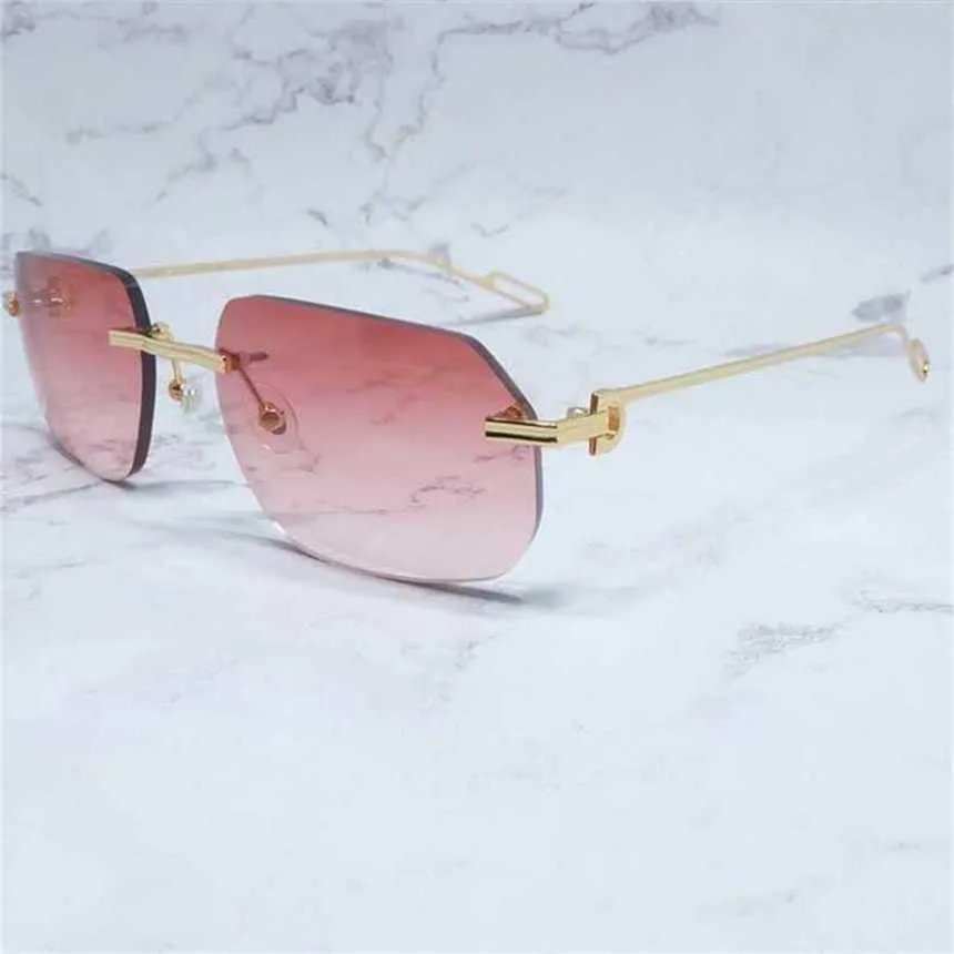 Designer di lusso Occhiali da sole di moda 20% Scontro Lentes de Sol Rimless Men Candy Vintage Retro Glassles Shades per donne Eyewearkajia all'ingrosso