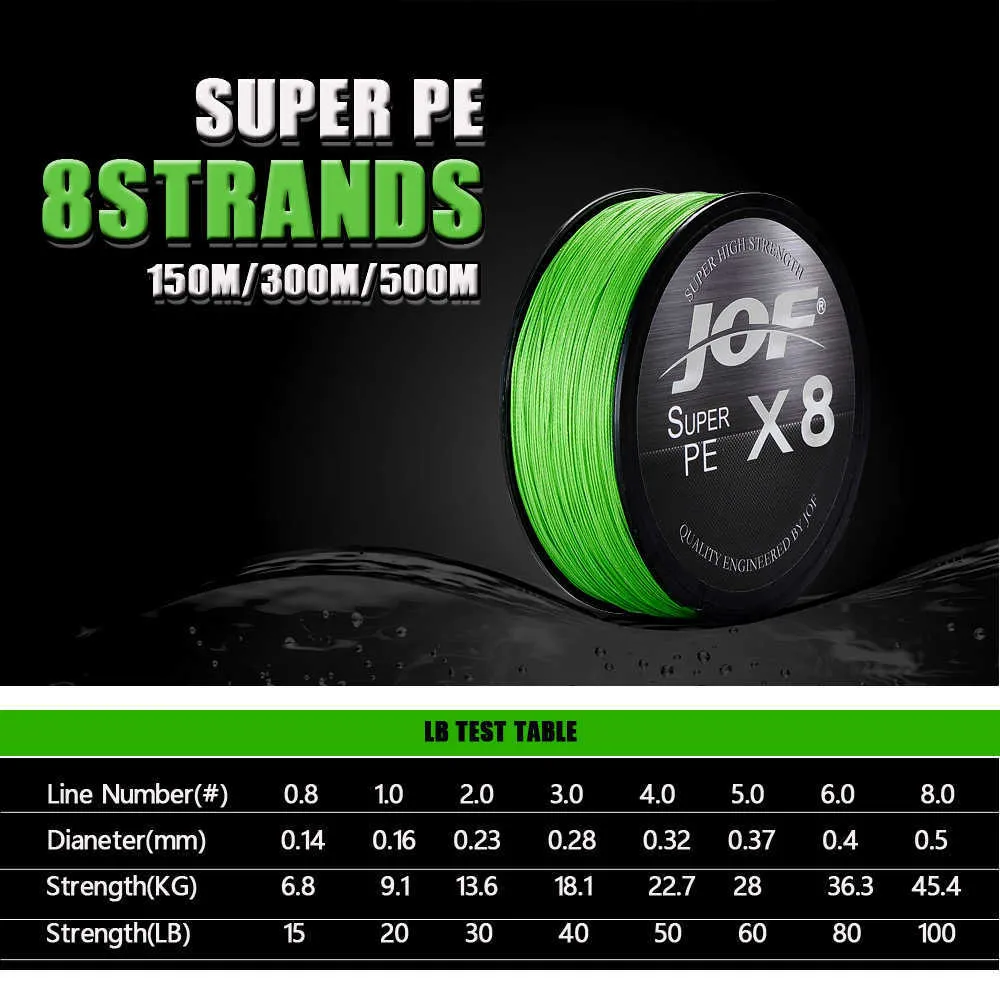 Fishing Accessories JOF X8 500M 300M 150M Braided Fishing Line 8 Strands  MultiColor Multifilament Saltwater PE Line 15 20 30 40 50 60 80 100LB  P230325 From Mengyang10, $17.54