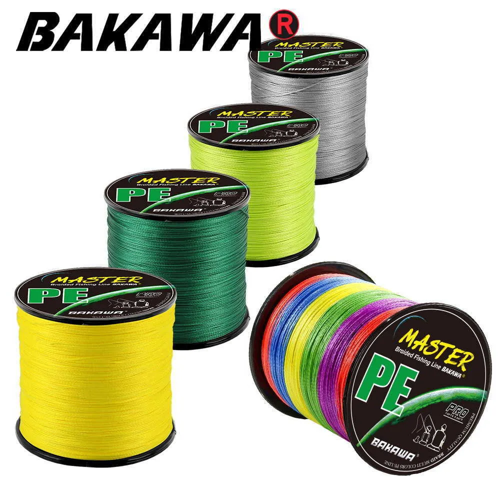 Accessoires de pêche Ligne de pêche BAKAWA 300M 100M 8 brins Ligne de pêche tressée X4 Ligne PE multifilament pour Japon Technologie Fil de carpe P230325