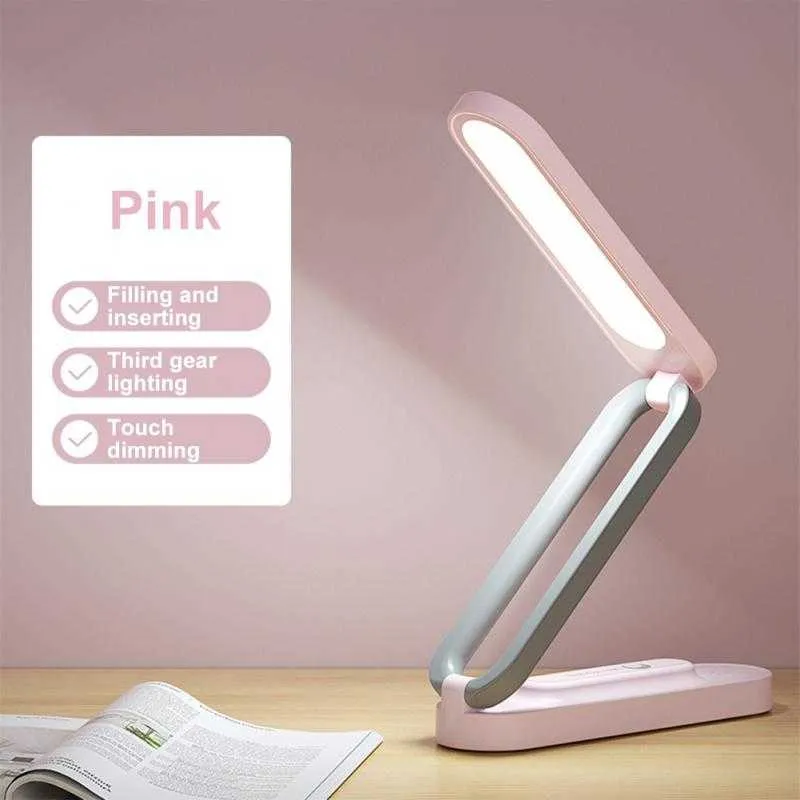 Lampy biurkowe LED Nocne światło USB ładowna lampa biurka Przenośne składanie bezprzewodowe Książki biura domowego Światło Energia Ochrona Oczywiście Lampka
